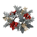 Maxbell 2xChristmas Candle Ring Wreath 25cm Garland for Table Centerpiece Holiday Xmas Gray White