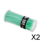 Maxbell 2x100 Eyelash Extension Micro Brushes Disposable Individual Makeup Kit Green