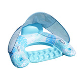 Maxbell Pool Float with Canopy with Cup Holder Compact Lounger for Lake Summer Beach blue