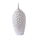 Porcelain Ginger Jar with Lid Ceramic Vase for Storage Tank Livingroom Party L Silver