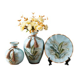 Maxbell Ceramic Flower Vase Set Boho with Round Tray for Indoor Farmhouse Decoration Style C