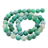 Maxbell 1 Strand 8mm Round Weathering Frosted Stone Loose Beads DIY Crafts Green