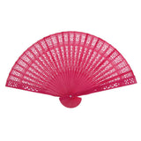 Maxbell 3x Vintage Wood Hollow Out Carved Hand Fan Foldable Fan Folding Pocket Fan
