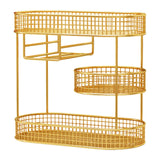 Maxbell Three Tiered Wire Basket Stand Coffee Table Organizer for Snack Veggie Fruit Gold