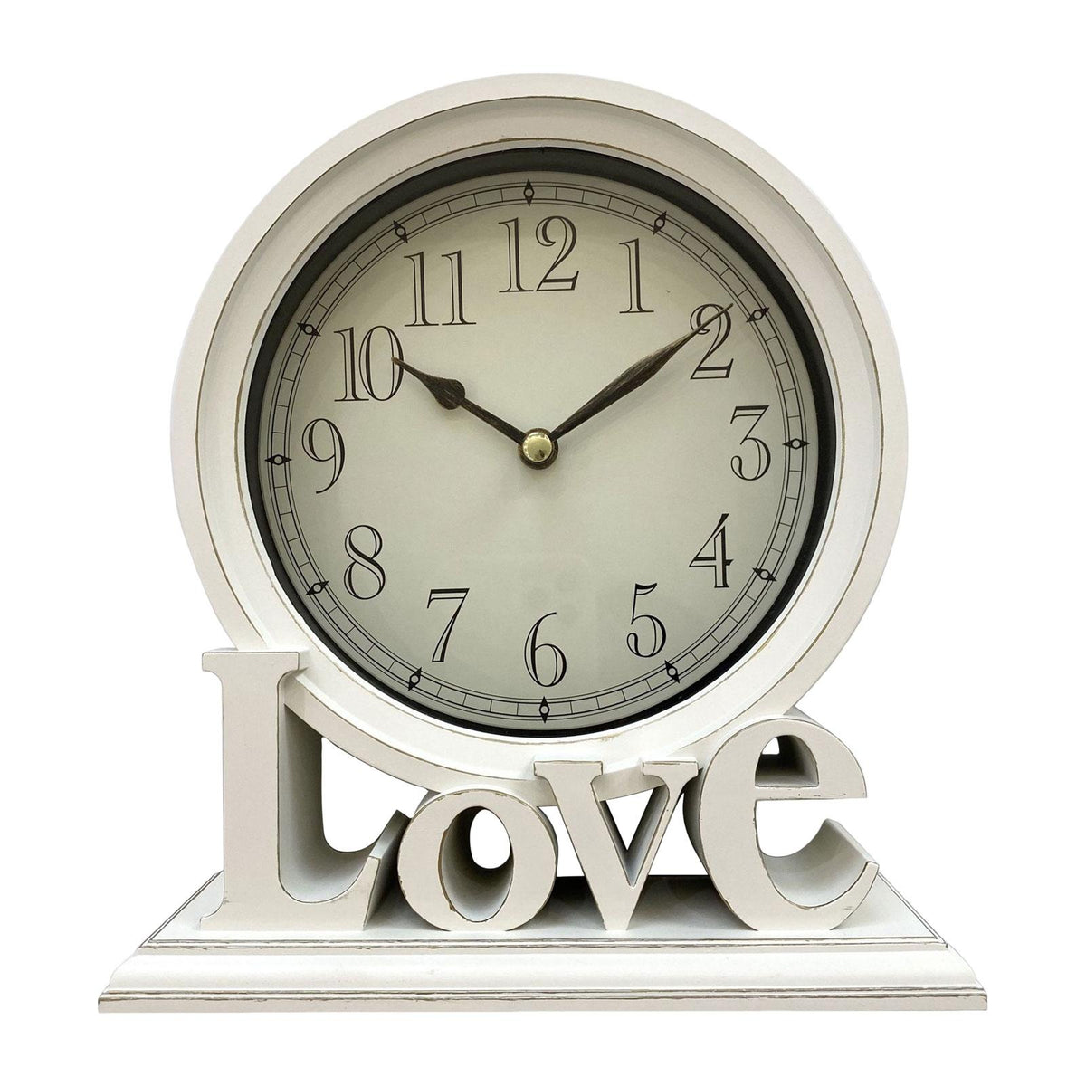 Maxbell Maxbell Round Desk Clock Fireplace Non Ticking Decorative Farmhouse Silent Bedside White