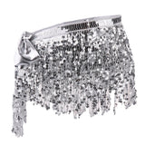 2 Pieces Belly Dance Waist Chain Hip Skirt Scarf with Sequins Tassel Womens