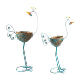 Maxbell 2 Pieces Peacock Planter Stand Decorative Flower Pot for Outdoor Indoor Lawn