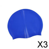 Maxbell 3xPure Color Swimming Cap Silicone Swim Cap for Water Sports Sailing Long Hair Dark Blue