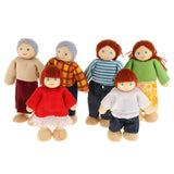 Maxbell Kids Pretend Role Play Wooden Toy Dollhouse Furniture + Family Members Set