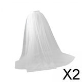 Maxbell 2xWomen Tulle Tutu Long Skirt Lace up Solid Color for Party Cosplay Evening white