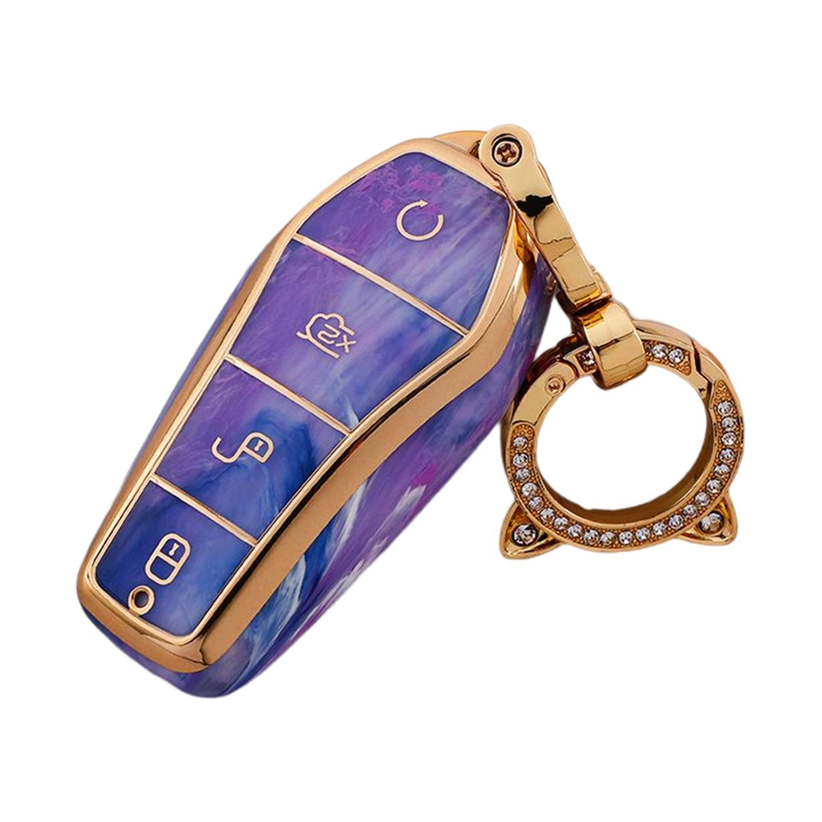 Maxbell Car Key Fob Cover Case Protective for Byd Atto 3 Yuan Plus Han EV Purple Keyring