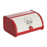 Maxbell Metal Bread Box Roll Top Bread Container for Entryway Kitchen Counter Pantry L White and Red