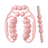 Maxbell Massage Rollers 21 and 4 Wheels Manual Leg Massagers for Travel Outdoor Arms Pink