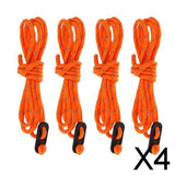 Maxbell 4x4pcs Camping Tent Guyline Reflective Nylon Rope & Adjusters 4pcsx2m Orange A