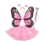 Maxbell Girls Fairy Costume Set Butterfly Wing Costume Cosplay for Halloween Holiday Ruffle Edge Skirt