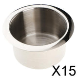Maxbell 15xStainless Steel Cup Drink Holder Polished for Marine Car Vehicles Camper RV