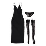 5x1/6 Deep V Black Long Evening Dress Stockings Set for 12inch Female Figure