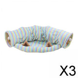 3x2-In-1 Cat Tunnel Tube Cushion Play Pet Toy Interactive Bedding Color bars