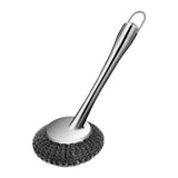 Maxbell Cleaning Tool Scrubbing Scouring Brush Cookware Stainless Steel Pot Scrubber 26x10cm Short Handle