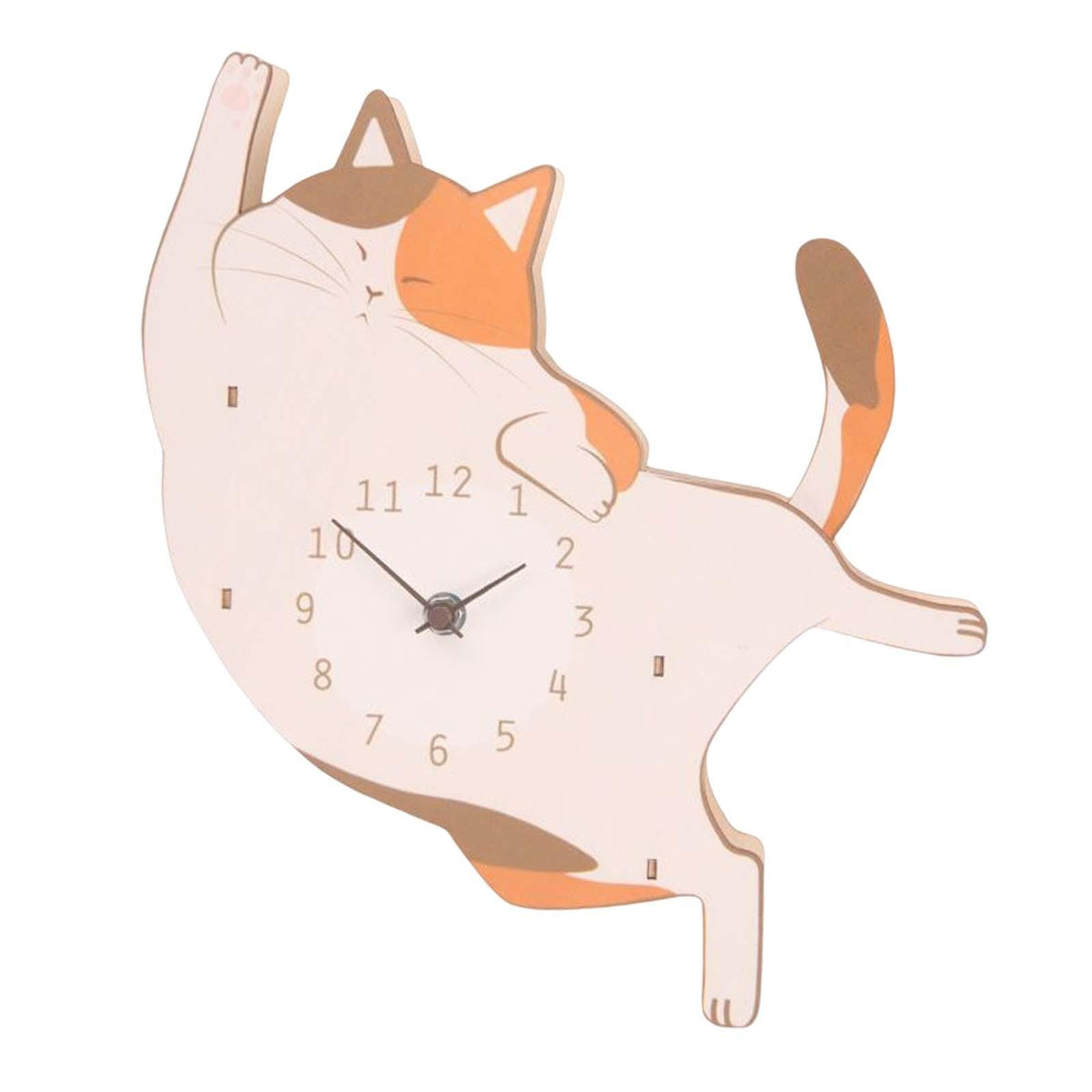 Cute Animals Wall Clock Non Ticking Boys Girls Bedroom Hanging Wooden Clocks Cat 30x27x5cm