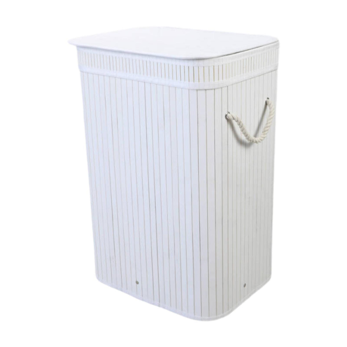 Maxbell Bamboo Laundry Basket Portable Storage Basket Bins for Bathroom Dorm College White
