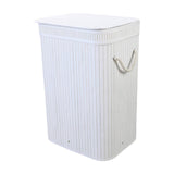 Maxbell Bamboo Laundry Basket Portable Storage Basket Bins for Bathroom Dorm College White