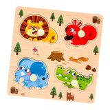 Wooden Peg Puzzle Preschool Shape Matching Board for Game Outdoor Activities animal