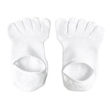 Maxbell 2xFive Finger Socks Cotton Anti Slip Thin Cotton Socks for Running Sports White