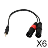 Maxbell 6x3.5 mm Stereo 1/8" to Dual Male XLR Splitter Patch Cable