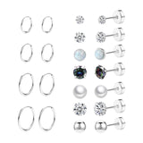 Maxbell 11 Pair Earrings Set Trendy Hoop Earrings for Graduation Engagement Birthday Style A