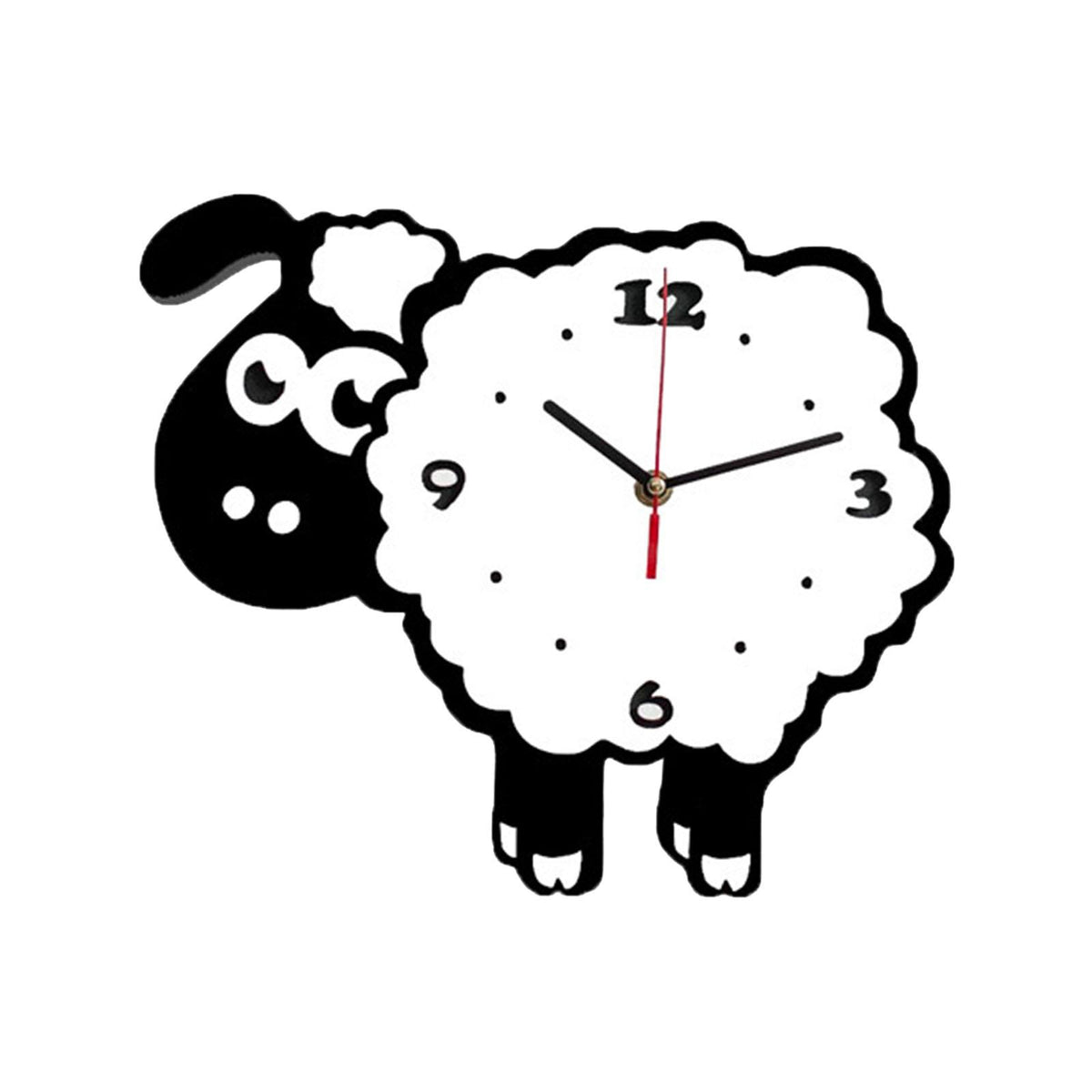 Maxbell Cute Wall Clock Black and White Sheep Element for Kids Bedrooms Nursery Home