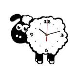 Maxbell Cute Wall Clock Black and White Sheep Element for Kids Bedrooms Nursery Home