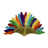 Feather Headdress Indian Hat Costume Headpiece for Carnival Dance Stage Show Colorful Gold