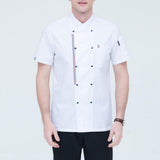 Maxbell Women Men Chef Jackets Coat Short Sleeves Shirt Kitchen Uniforms M White