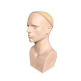 Maxbell Male Mannequin Head with Shoulders Scarves Wig Head Model Wig Display Stand Skin