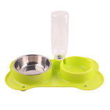 Maxbell Maxbell Anti-slip 2 in 1 Pet Dog Feeder Food Water Dispenser Auto Feeding Bowl Green