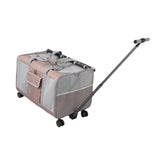 Maxbell Pet Carrier with Wheels Portable Foldable Pet Travel Bag for Puppy Cats Dogs Khaki