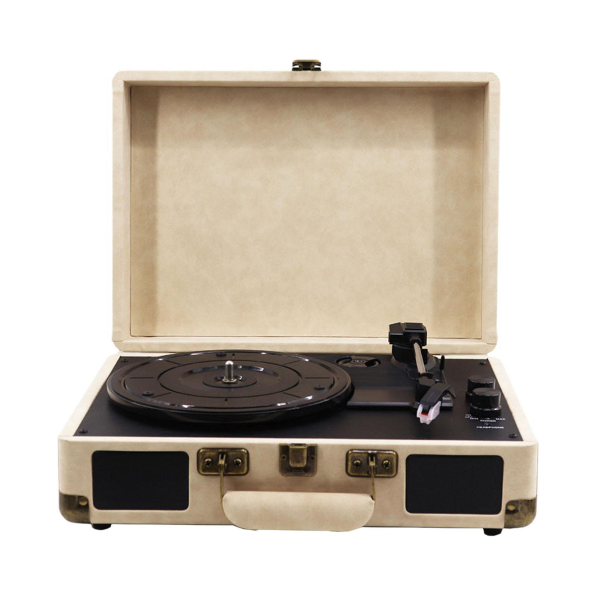 Maxbell Portable Suitcase Records Player EU Standard Turntable for Bedroom Desk Shelf