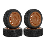 Maxbell 4 Pieces 1/10 RC Rally Tires XV02 Upgrade Parts Sturdy Accessory Accessories brown