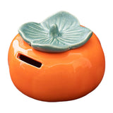 Maxbell Persimmon Ceramic Jar Canister Orange Cash Bank for Desk Living Room Balcony