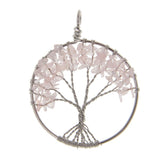 Maxbell Handmade Tree of Life Pendant Rose Quartz Bead Copper Wire Wrapped Jewelry - Aladdin Shoppers