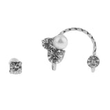 Maxbell Womens Pearl Rhinestone Crystal Ear Clip & Ear Stud Earrings Ear Cuff Silver - Aladdin Shoppers