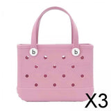 Maxbell 3xHole Bag Waterproof Washable Fashion Open Tote Bag for Shopping Travel Beach Pink