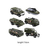 Maxbell 6 Pieces Alloy Vehicle Pull Back and Go Toys Green Metal Body Physical Power Style A