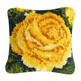 Yellow Rose Latch Hook Kit for DIY Pillow Cover Sofa Cushion Cover 40x40cm