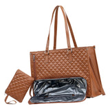 Maxbell Woman Tote Bag Lunch Bag Combo Set Versatile Handbag for Shopping Waterproof Brown