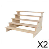 Maxbell 2xWood Display Riser Wood Display Riser Stand for Dessert Figurines Conutertop 5 layer 40cm
