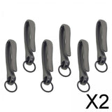Maxbell 2x6Pcs Japanese Fish Hook Keychain Belt Clip Purse Wallet Holder Key black