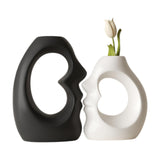 Maxbell 2x Flower Vases Resin Flower Arrangement Decorative for Bouquet Entry Mantel Black and White