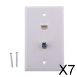 Maxbell 7xCoaxial F Connector Ethernet Network  Jack Wall Plate Socket